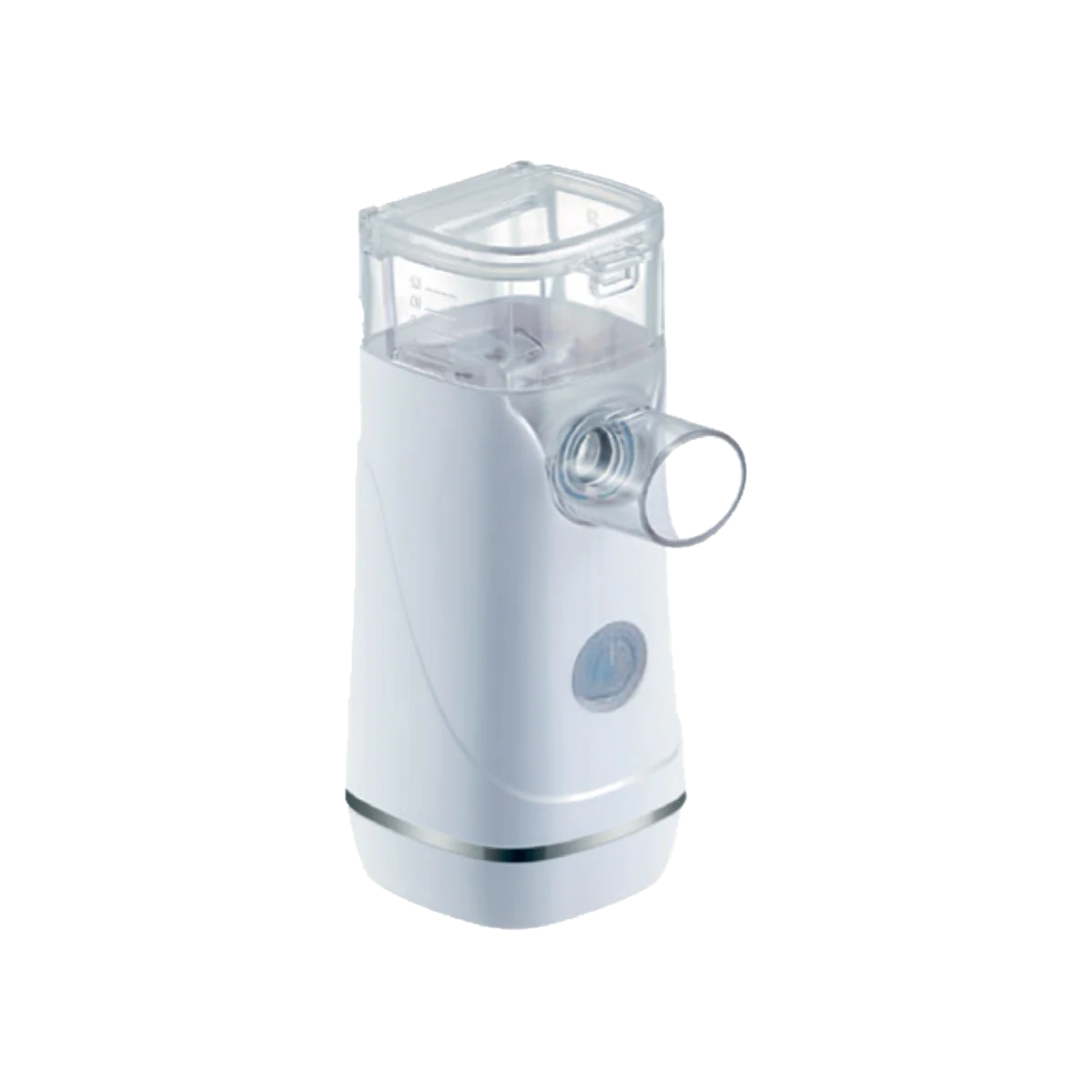 Hikoneb MESH-S600C: beyaz el tipi gövde, şeffaf ilaç haznesi ve ağızlık bağlantısı